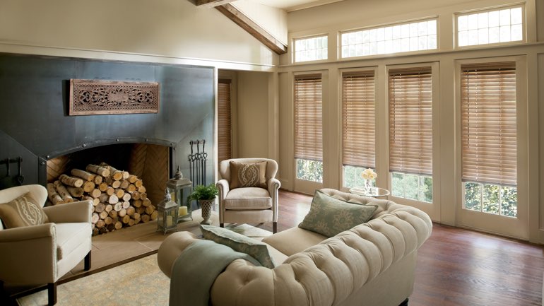 San Diego living room with blinds